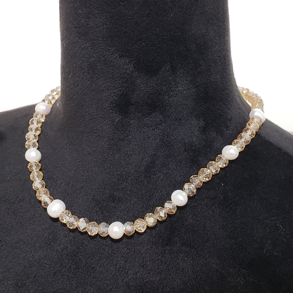 Natasha Couture Jewelry - Natasha Couture Necklace Gold Choker Imitation Pearl Beaded Necklace Boho